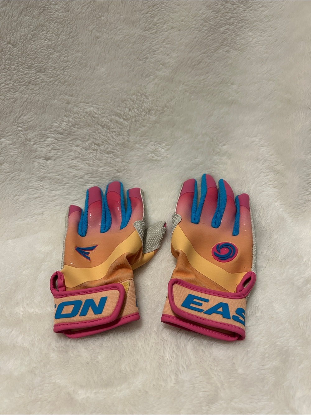 Easton Youth Batting Gloves in Pink, Orange & Blue
